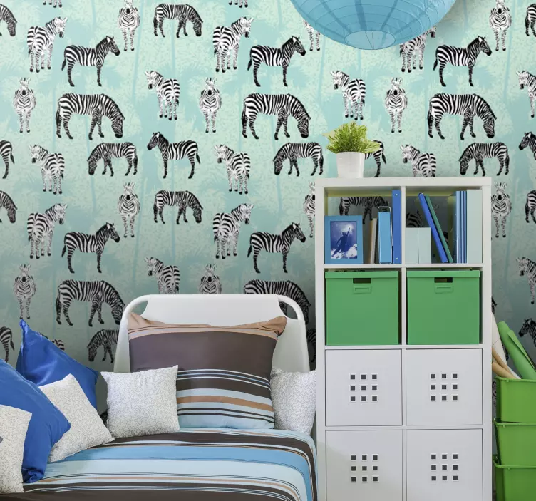 Zebra Patterned wallpaper zebras - TenStickers