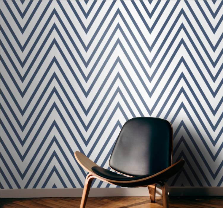 Zigzag blue pattern wallpaper striped - TenStickers