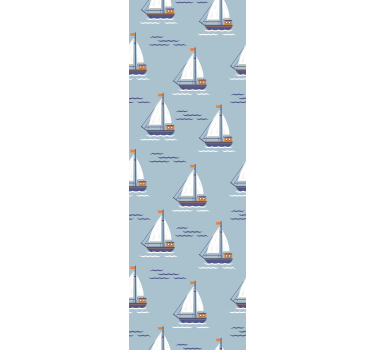 Sailboats on Waves bathroom wallpaper - TenStickers