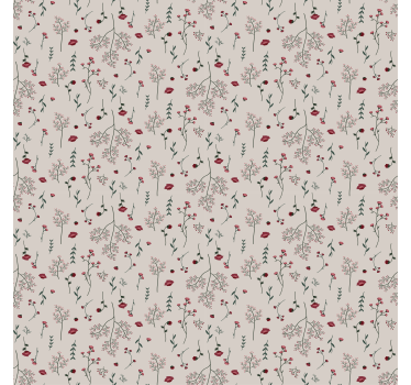Textured wallpaper with minimalistic red floral design - TenStickers