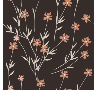 Textured wallpaper brown flowers kallax - TenStickers