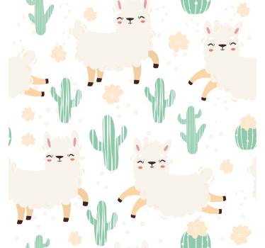 Textured wallpaper cute watercolor llamas with cactus - TenStickers