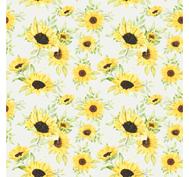 Textured wallpaper beautiful watercolor sunflower pattern - TenStickers