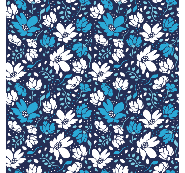 Textured wallpaper white daisies on blue background - TenStickers
