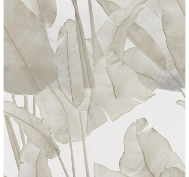 Living area wallpaper beige banana leaf - TenStickers