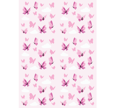 Butterflies wallpaper in pink fluttering clouds - TenStickers