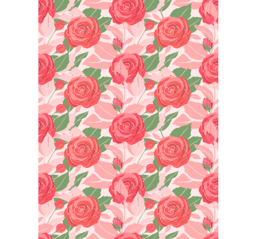 Wallpaper office roses on a pink background - TenStickers