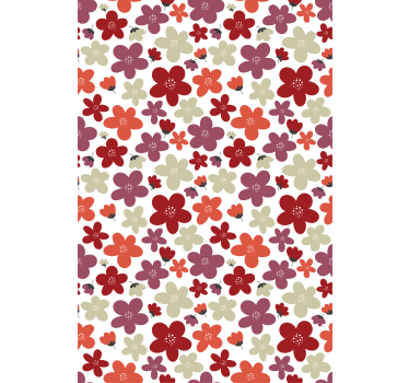 Wallpaper office red abstract floral pattern - TenStickers