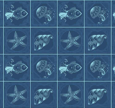 Bathroom wallpaper featuring marine life design - TenStickers