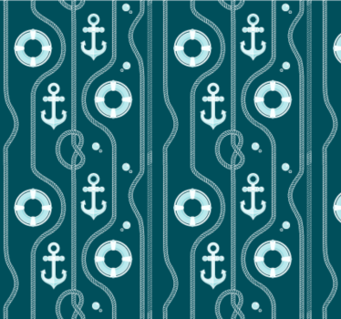 Bathroom wallpaper blue nautical anchor - TenStickers