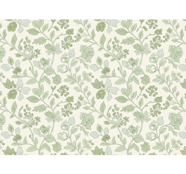 Stone effect wallpaper in cream green floral - TenStickers