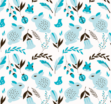 Bathroom wallpaper with rabbits - TenStickers
