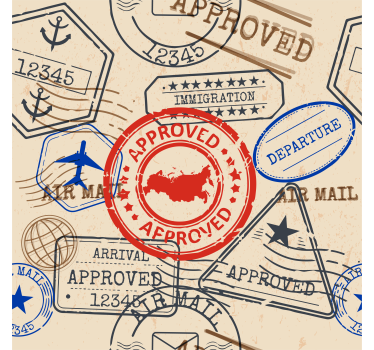 Travel stamps Bedroom Wallpaper - TenStickers
