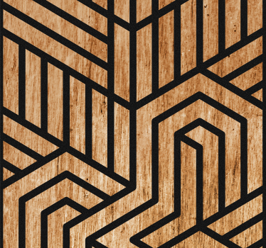 Wooden geometry pattern wallpaper - TenStickers