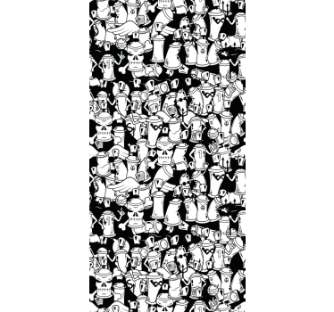 Black and white graffiti cans Wallpaper paintings - TenStickers