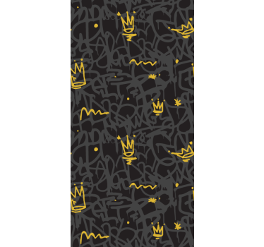Black and gold graffiti crowns Wallpaper paintings - TenStickers