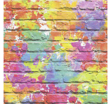 Paint Splash Brick Wallpaper paintings - TenStickers