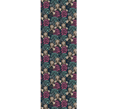 Colorful flower patterns on a dark background  wallpaper - TenStickers