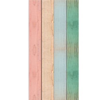 Wooden textured colorful planks wallpaper - TenStickers