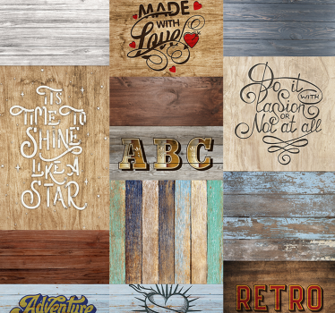 Wooden Inscription Pattern Wallpaper - TenStickers