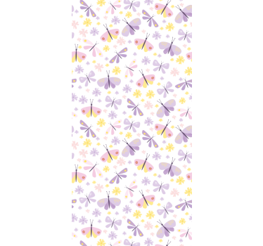 Purple painted butterfly pattern Teenage Bedroom Wallpaper - TenStickers