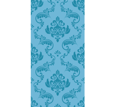 Blue botanical curves bathroom wallpaper - TenStickers