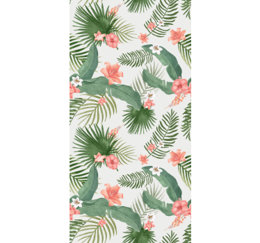 Floral Greenery Pattern jungle themed wallpaper - TenStickers