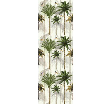 Artistic palm trees with parrots leaves wallpaper - TenStickers