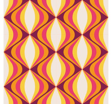 retro orange wave Living room wallpaper - TenStickers