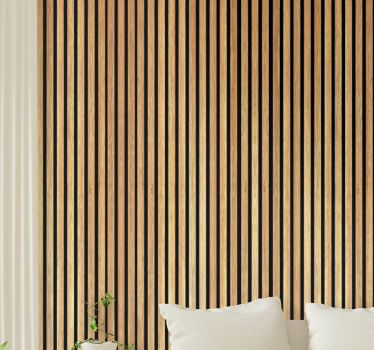 Wood style brown wooden slats in teak wood bedroom wallpaper - TenStickers