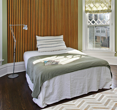 Wood style brown wooden slats in teak wood bedroom wallpaper - TenStickers