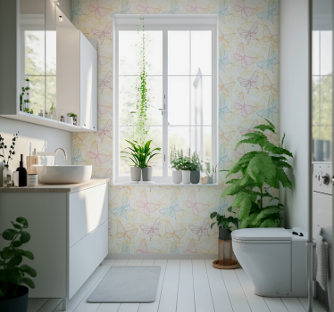 Bathroom wallpaper multicolored butterfly - TenStickers
