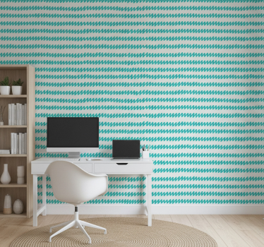 Aquamarine and white zig zag wallpaper office - TenStickers