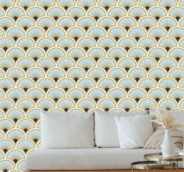 Art deco blue shades tile effect wallpaper - TenStickers