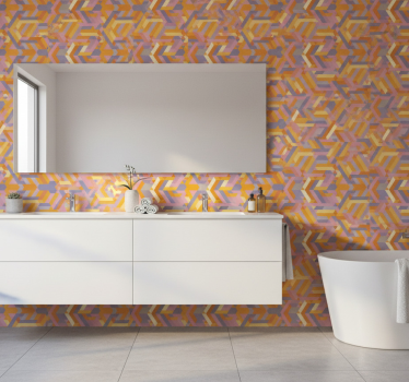 Bathroom wallpaper geometric pattern overlap - TenStickers
