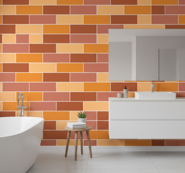 Bathroom wallpaper in colorful brick layout - TenStickers