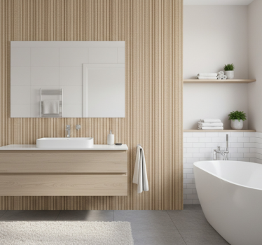 Bathroom wallpaper textured neutral weave - TenStickers