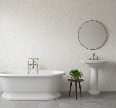 Bathroom wallpaper thin leaves design - TenStickers