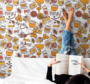Beehive delight wallpaper teenage bedroom - TenStickers