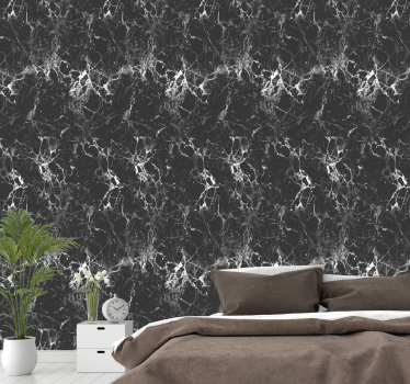 Black Marble Marble Effect Wallpaper - TenStickers