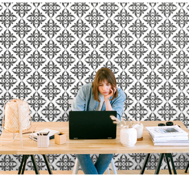 Black tile pattern tile effect wallpaper - TenStickers