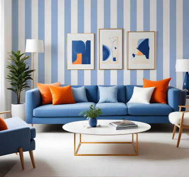 Blue and white shades wallpaper vertically striped - TenStickers