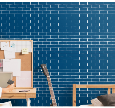 Blue Brick Brick effect wallpaper - TenStickers