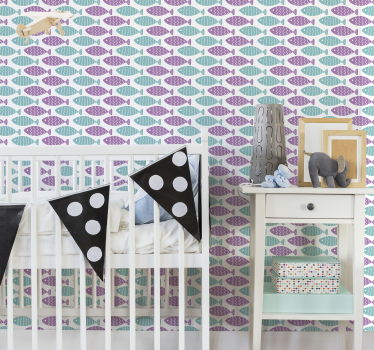 Childrens Wallpaper nordic style fish - TenStickers