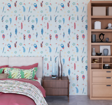 Colorful Wallpaper Feathers Bird - TenStickers