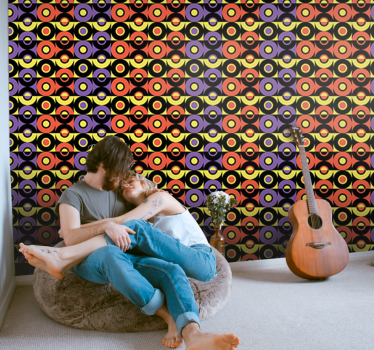 Crazy retro circles Contemporary Wallpaper - TenStickers
