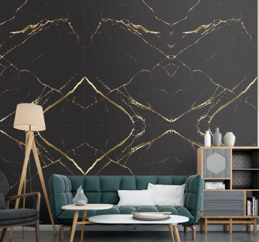 Dark gray and gold marble imitation effect wallpaper - TenStickers