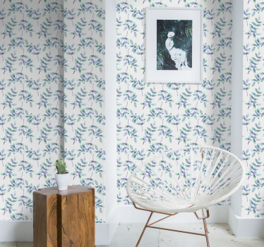 Flowers on light branches blue Floral Wallpaper - TenStickers