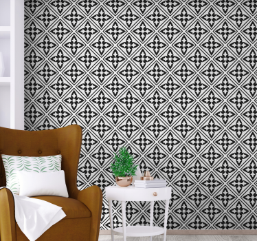 Flowery tiles contemporary wallpaper - TenStickers
