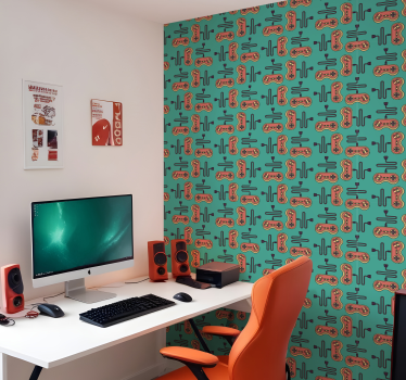 Gaming Pattern wallpaper teenage bedroom - TenStickers